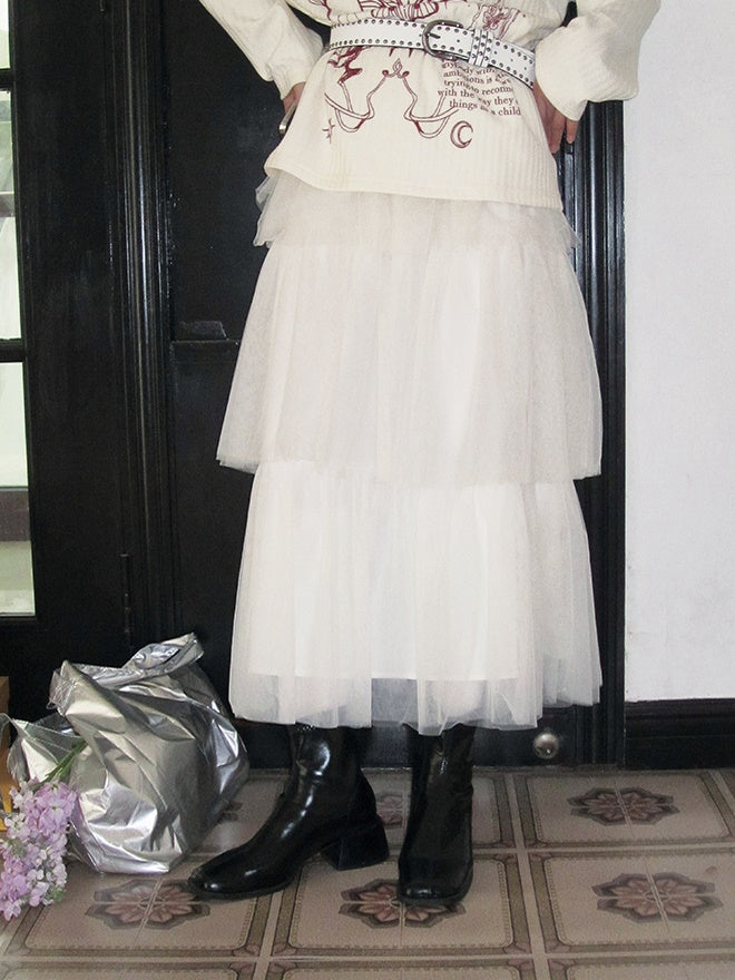 Tiered Cake Ciffon Long Flurrily Tulle-Skirt