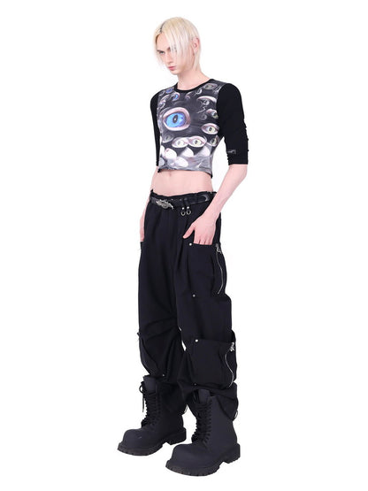 Unisex Cat-Eyes Horror Nichi U-Neck Cutsew