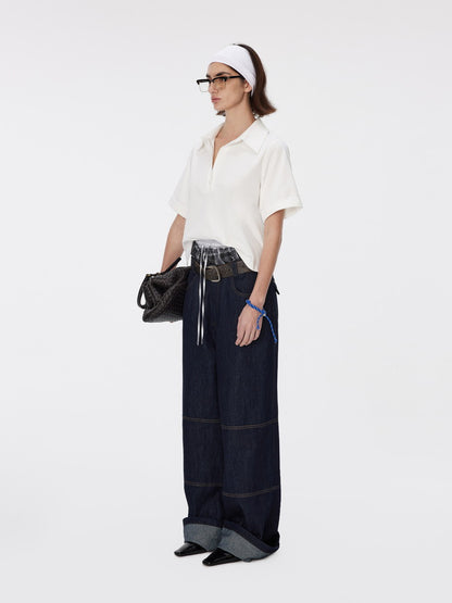 Denim Straight Casual High-Waist Pants