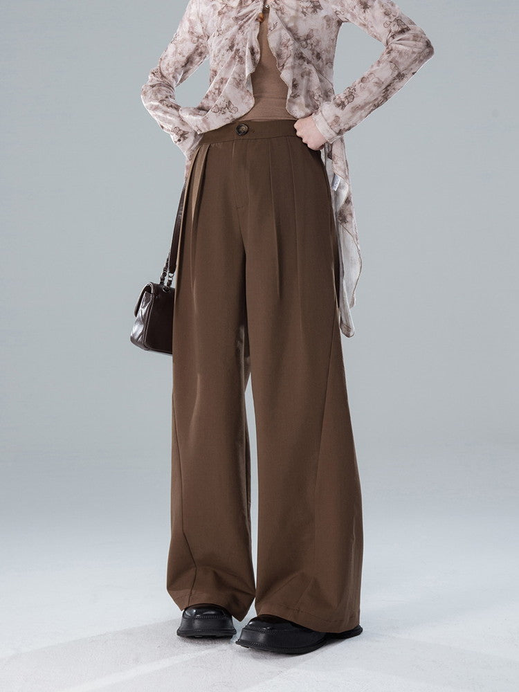 Casual Straight Simple High-Waist Wide-Pants