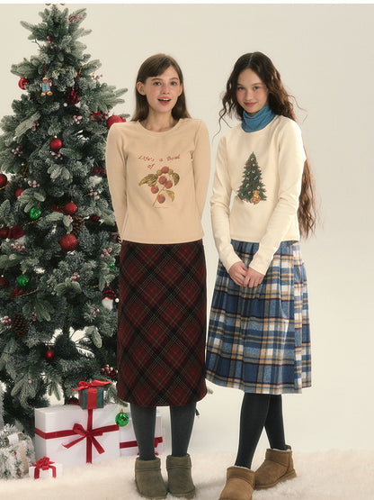 Slim Winter Christmas Round-Neck Simple Cutsew