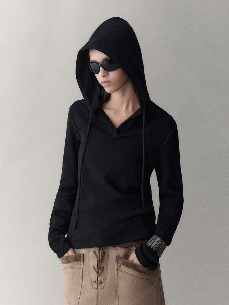 Hoodie Casual Monochrom Einfacher schlanker Strick