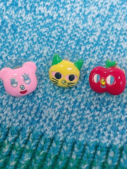 Character Apple Cat Animal Fancy Pierced