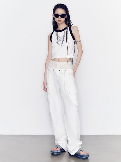 Nichi Fake-Layered Loose Casual Pants