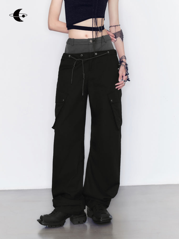 Nichi Fake-Layered Loose Casual Pants