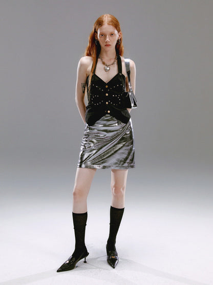 Glossy Elegant Nichi Mini-Skirt