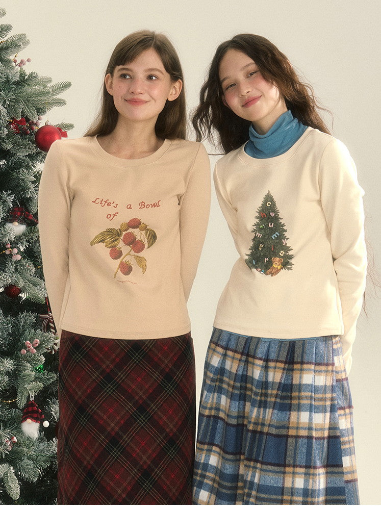 Slim Winter Christmas Round-Neck Simple Cutsew