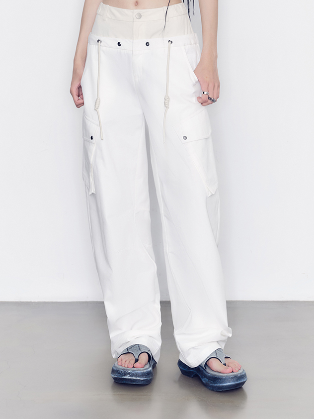 Nichi Fake-Layered Loose Casual Pants