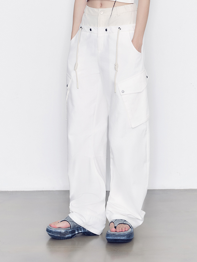 Nichi Fake-Layered Loose Casual Pants