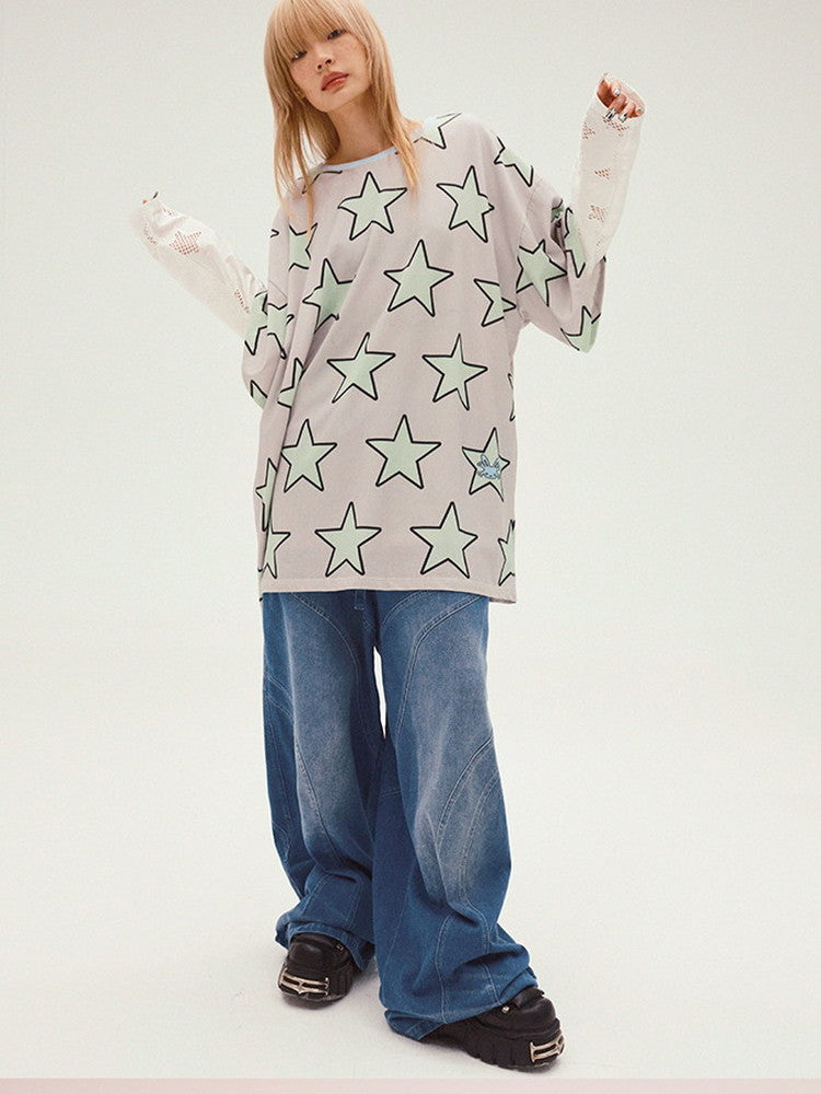 Fancy Star Casual Crew-Neck Pop T-Shirt