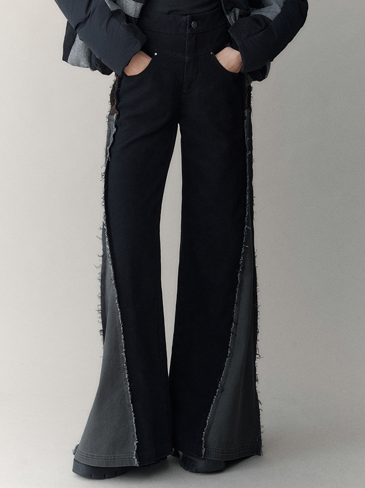 Denim Tassel Casual Patchwork Flare-Pants