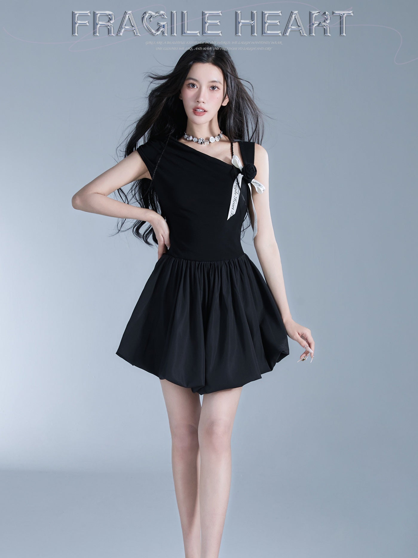 One-Shoulder Flare Ribbon Mini One-Piece