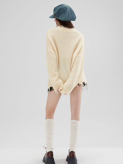 Damage Nichi Loose Oversize V-Neck Knit