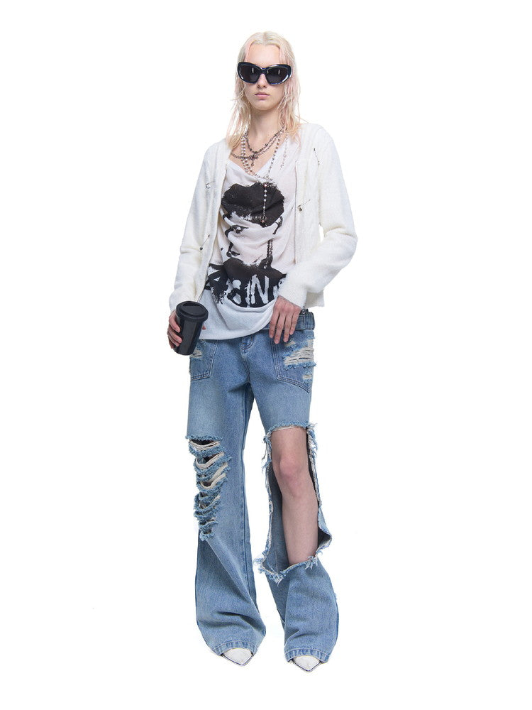 Denim Crash Nichi Damage Wde-Pants