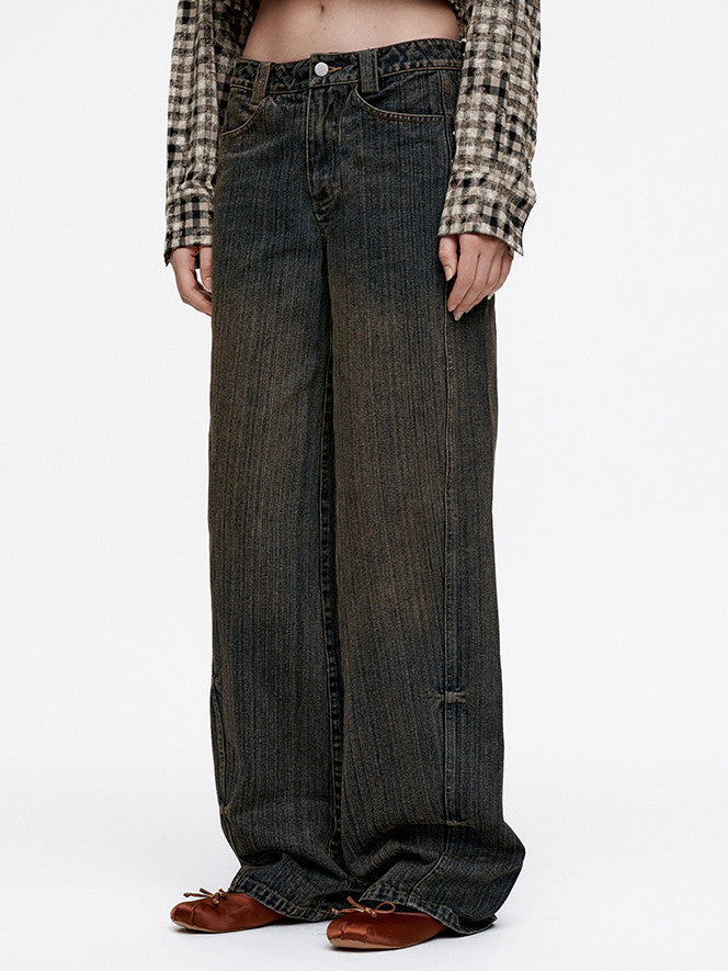 Denim Loose Balloon Casual Plain Wide-Pants