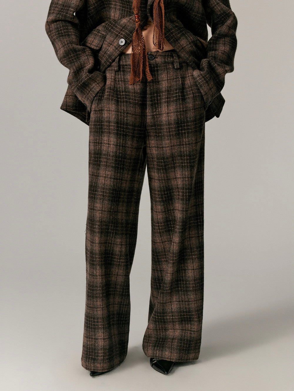 Checked Wool Classy Warm Retro Flare-Pants