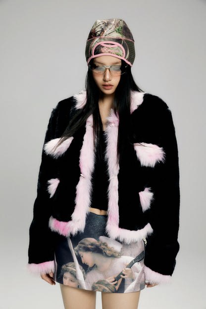 Elegant Chic Monotone Luxury Warm Fur-Jacket