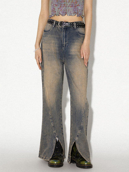 Nichi Washed Flare Cut Wide Denim-Pants