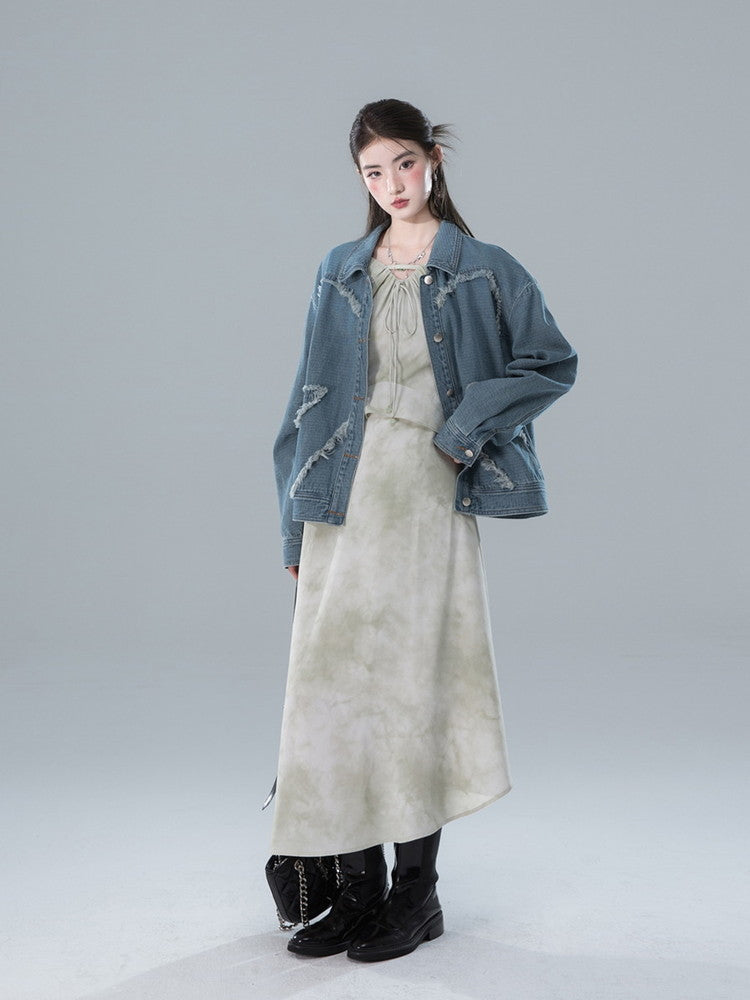 Denim Tassel Oversize Loose Casual Jakcet