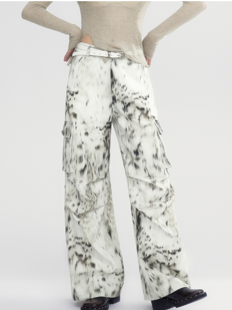 Tie-Dye Wide Side-Pocket Casual Speckled Pants