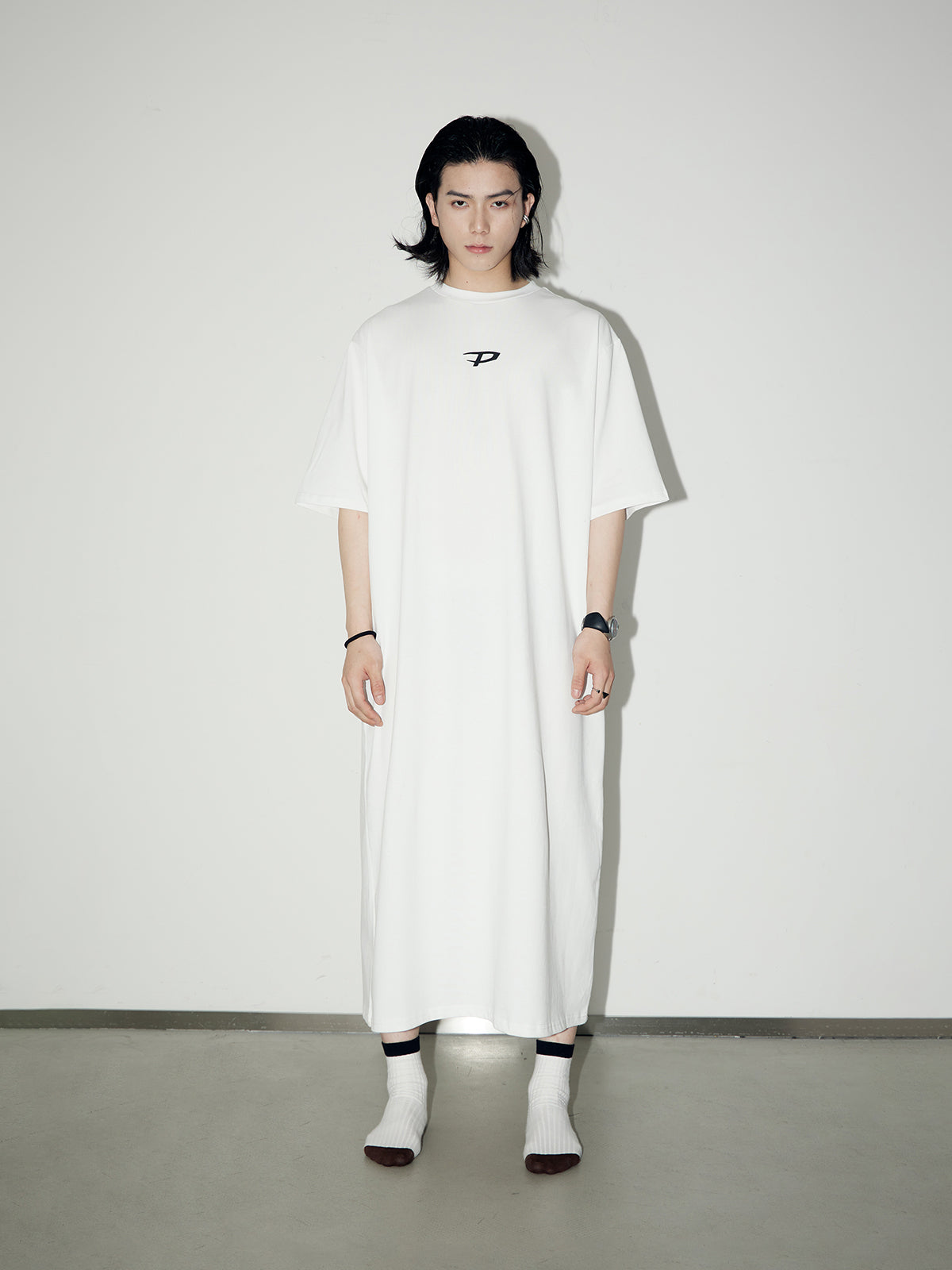 Oversize Long Casual Print T-shirt-One-piece