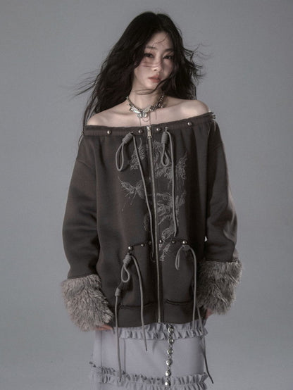 Fur Boa 2Way Drawstring Oversize Dragon Parka