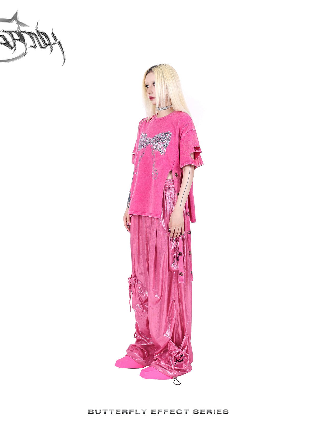 Ribbon Nichi Side-Cut Punk Oversize T-Shirt