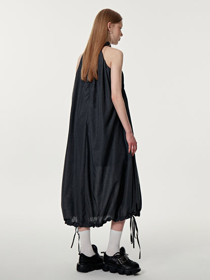 Drawstring Sleeveless Gather Long One-Piece