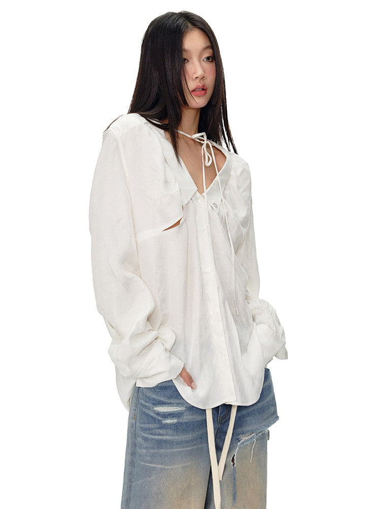 V-Neck Overszie Simple Casual Blouse