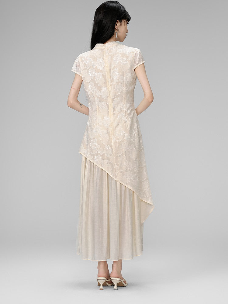 Floare Lace Ciffon Layered Embroidery China Dress