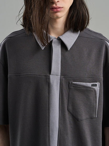 Contrast Casual Monotone Shirt