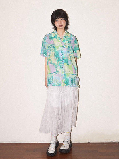 Refreshing Oversize Handwrite Flower Shirt