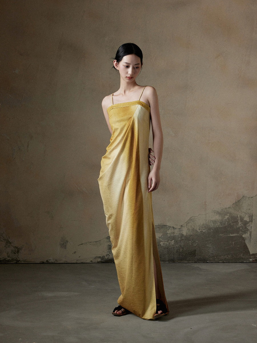 Gradation Asymmetry Elegant Long Camisole Dress