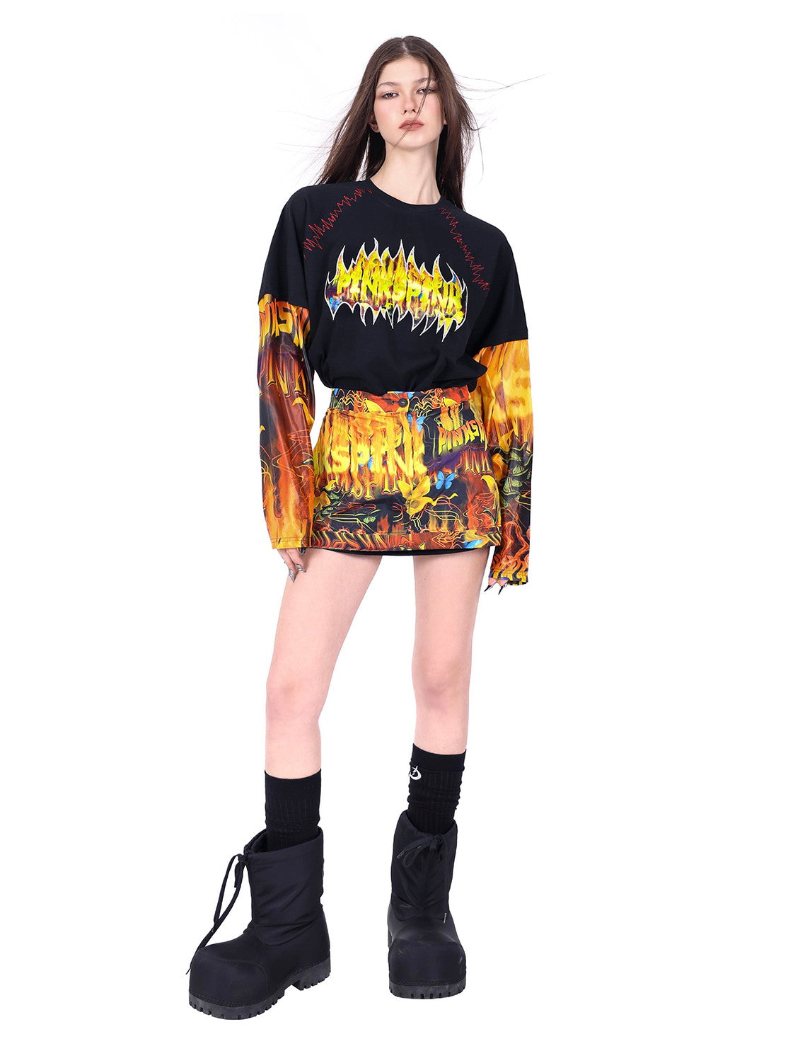 2Way Drawstring Fire Nichi Flashy Skirt