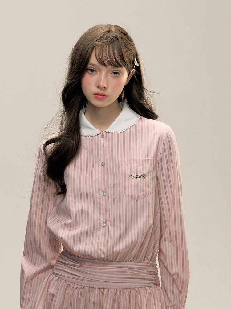 Stripe Balloon Nichi Short Shirt Dress