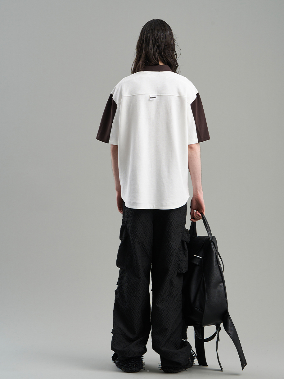 Contrast Casual Monotone Shirt