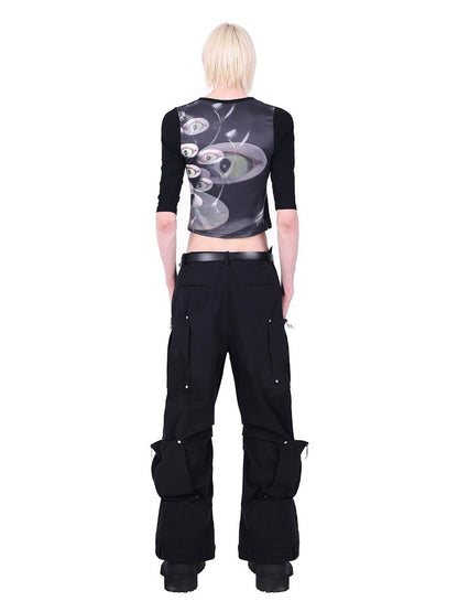 Unisex Cat-Eyes Horror Nichi U-Neck Cutsew