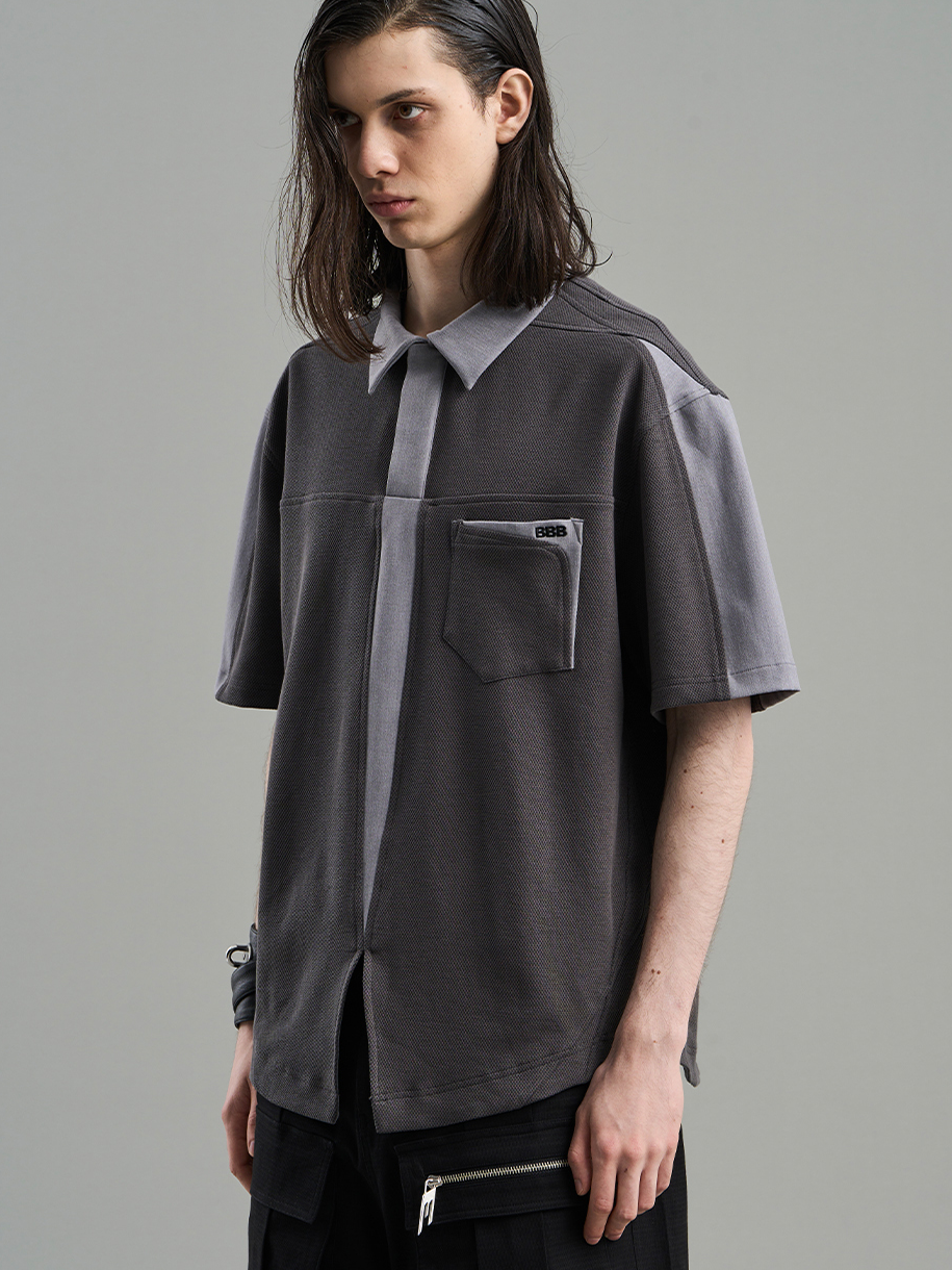 Contrast Casual Monotone Shirt