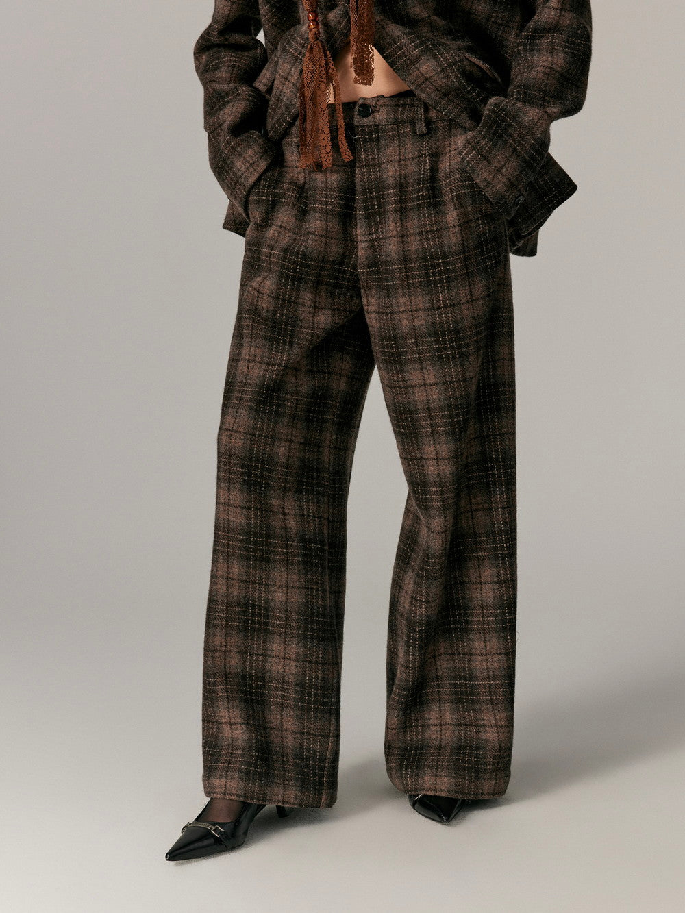 Checked Wool Classy Warm Retro Flare-Pants