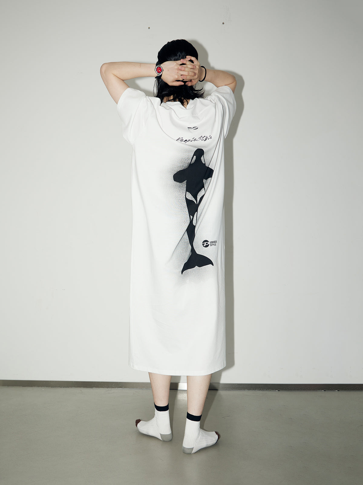 Oversize Long Casual Print T-shirt-One-piece