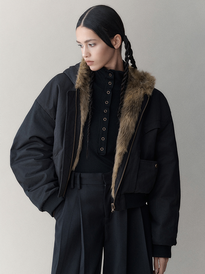 Reversible Luxus flauschig Hoodie High-End Fur-Jacket