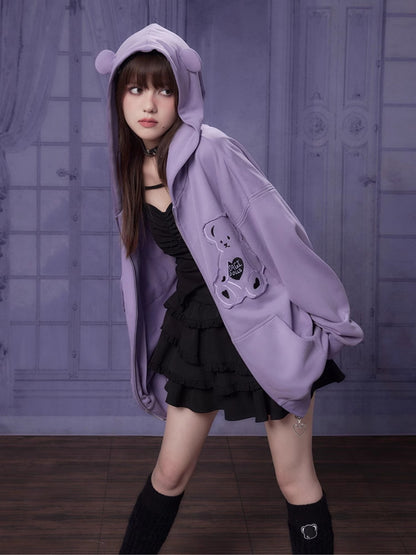 Bear Sweat Hoodie Fancy Patch Parka