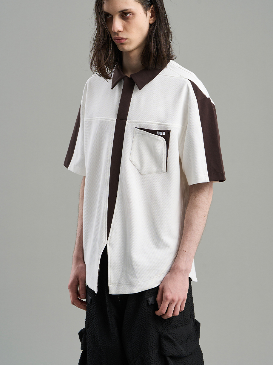 Contrast Casual Monotone Shirt