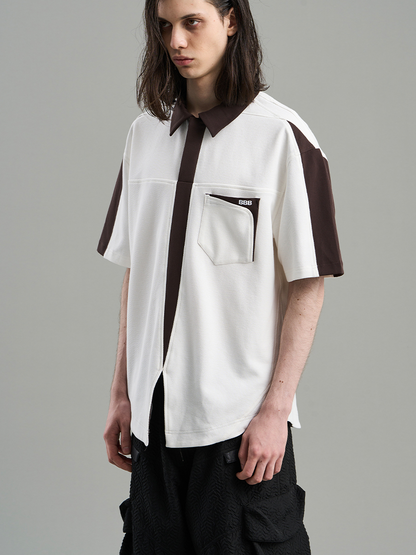 Contrast Casual Monotone Shirt