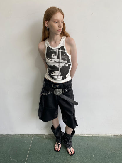 Unisex Monochrome Tight Stretch Retro Tank-Top