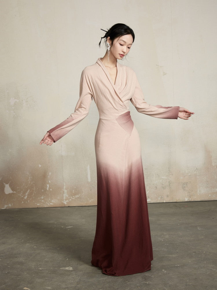 Cache-Coeur Gradation Long Wrap Dress