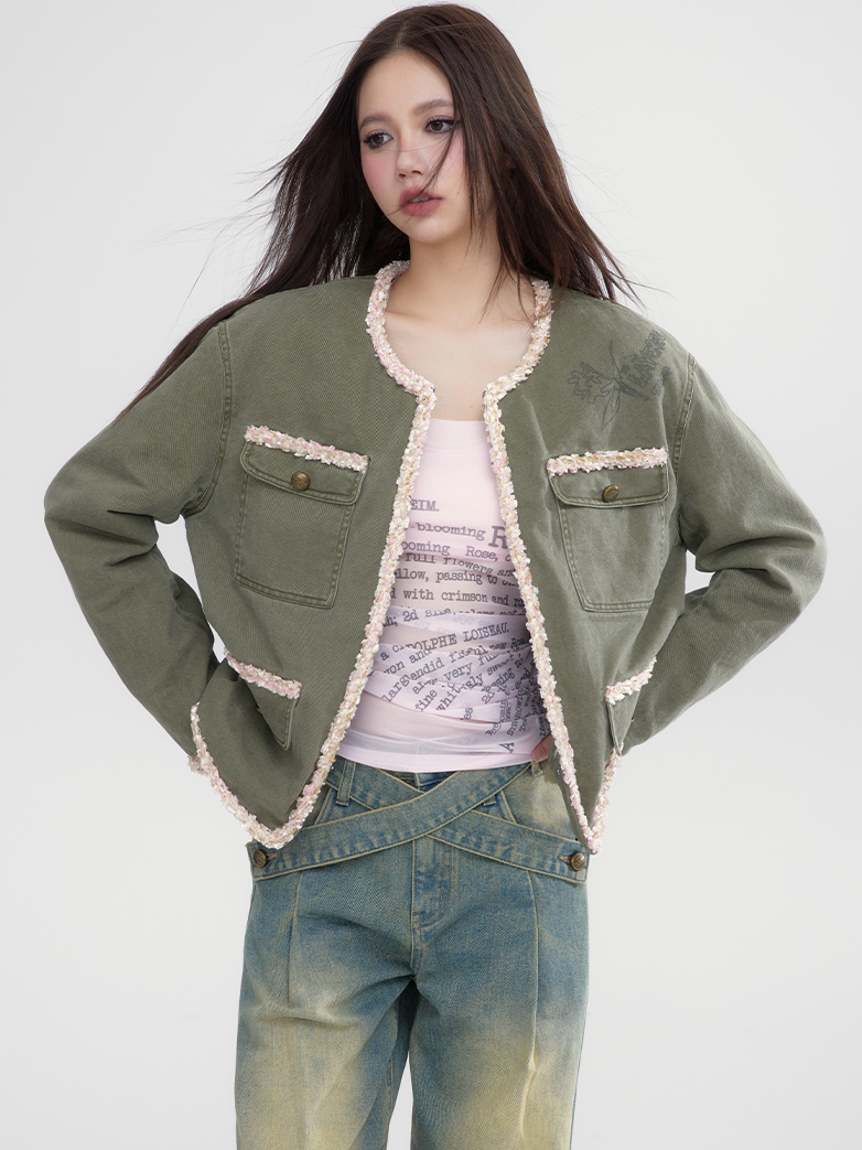 Casual Boa No-Collar Retro Oversize Jacket