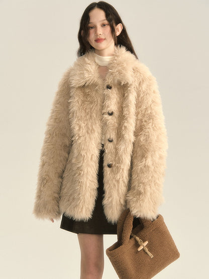 Fluffily Retro Oversize Winter Warm Boa-Jacket