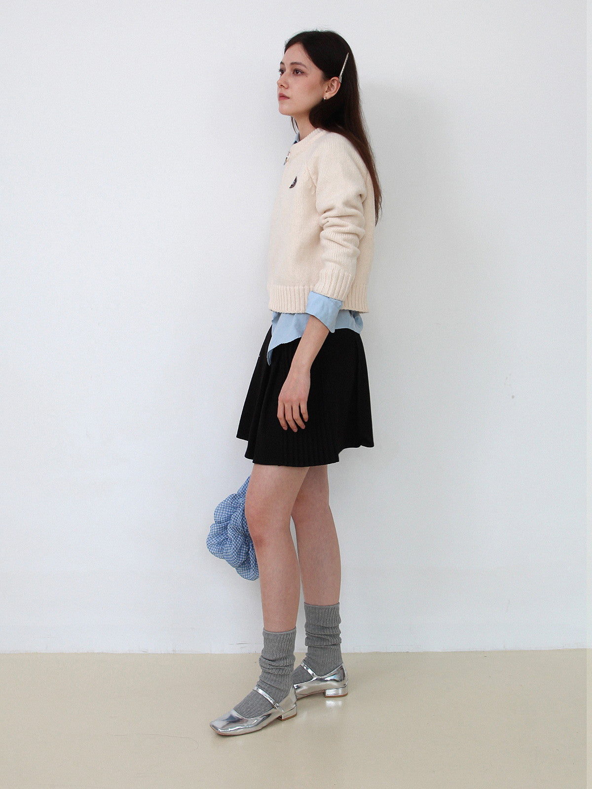 Zip Crew-Neck Short Casual Knit