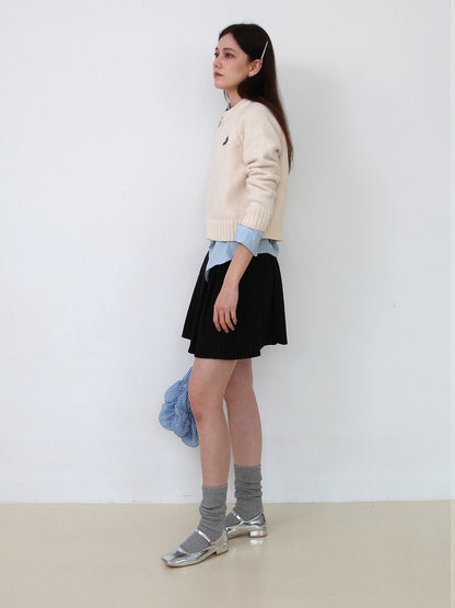 Zip Crew-Neck Short Casual Knit